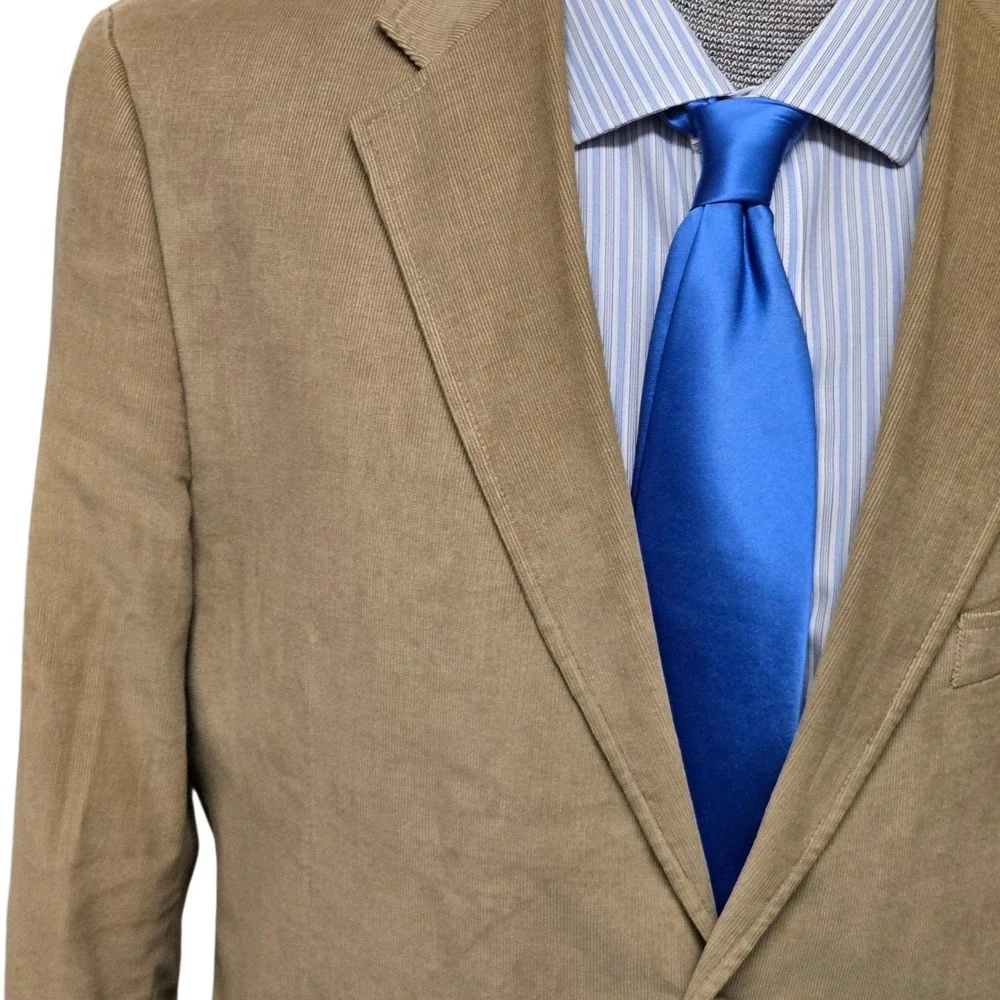 Madison Corduroy Blazer Sport Coat Tan Men's 44R Two Button 100% Cotton Jacket